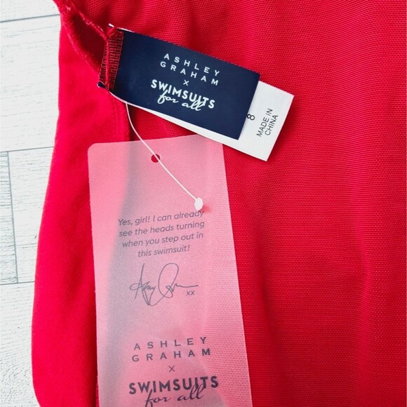 Ashley Graham Swimsuits For All Plunge Lace-Up One-Piece Bathing Suit Size 8 NWT - Picture 8 of 11